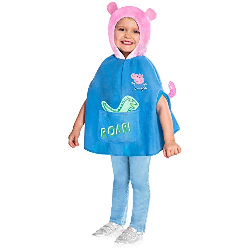 (PKT) (9905933) Child Boys George Pig Hooded Poncho Costume (2-3yr) - Peppa Pig von amscan