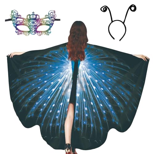 Générique Pfauenschal für Damen – Set mit 3 weichen Pfauenumhängen | Halloween-Kostüm für Damen, Halloween-Party-Kostüm Générique Pfauenschal für Damen – Set mit 3 weichen Pfauenumhängen | Halloween-Kostüm für Damen, Halloween-Party-Kostüm von Générique