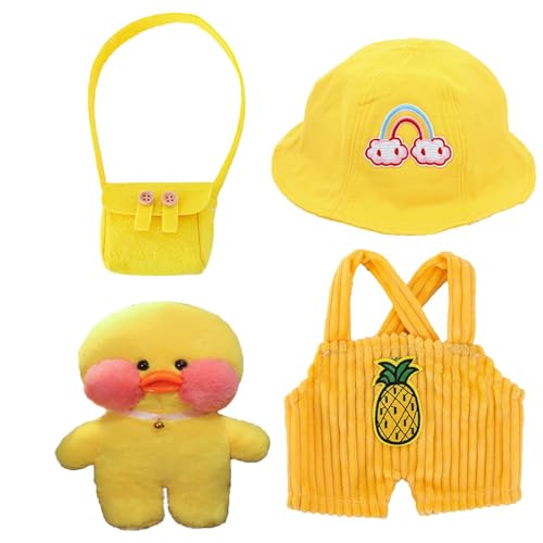 Générique Plüsch-Duck mit Kleidung, Cartoon-Tierpuppe, gefülltes Spielzeug, Plüsch-Outfits, gefülltes Plüschtier mit Kleidung und Zubehör, perfekt für Kinder und Sammler von Générique