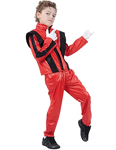 Generique - Popstar-Kinderkostüm Rockstar-Kostüm für Kids rot-schwarz - 134/140 (10-12 Jahre) von Generique -