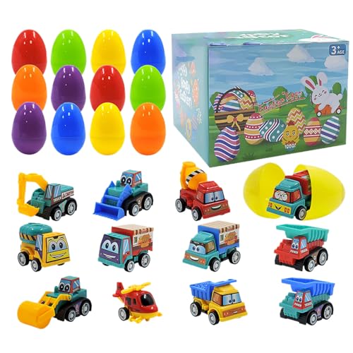 Générique Prefilled Easter Eggs, Educational Surprise Eggs, 5,91 x 5,91 x 4,33 Zoll, Pull Back Vehicles, Fun Cartoon Car Toys, Safe, Holiday for Kids Alter 3-8 (mehrfarbig) von Générique