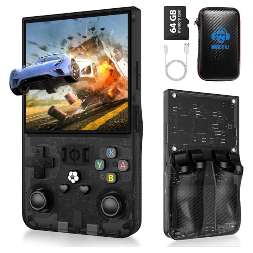 Générique R36S Max, Neue verbesserte Version der R36S-Spielekonsole, tragbare Retro-Spielkonsole, Linux-System, Open-Source-Linux-System, 64 GB TF-Karte, 15.000 Retro-Spiele, 4 IPS-Display, Schwarz von Générique