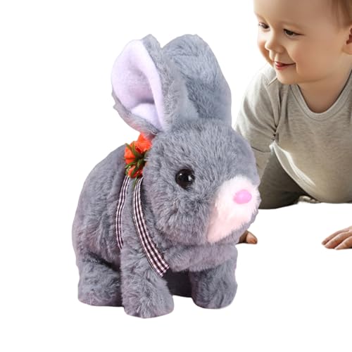 Générique Realistisches Bunny Spielzeug für Kinder, Kaninchenspielzeug, elektronisch, realistisch, für Haustiere, springen, zusammenziehen und die Ohren schütteln von Générique