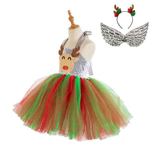 Générique Rentier-Kostüm für Mädchen, Hirschkostüm, Tierkleider, Tutu-Kleid, Weihnachtskostüm, Tüllkleid mit Stirnband mit Feenflügeln, Partyoutfit Générique Rentier-Kostüm für Mädchen, Hirschkostüm, Tierkleider, Tutu-Kleid, Weihnachtskostüm, Tüllkleid mit Stirnband mit Feenflügeln, Partyoutfit von Générique