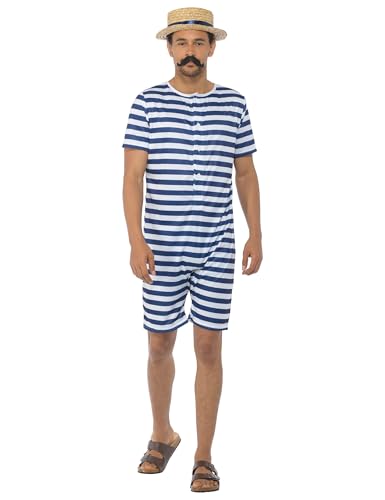 Generique - Badeanzug Retro blau und weiß für Herren - Blau von Karnival Costumes