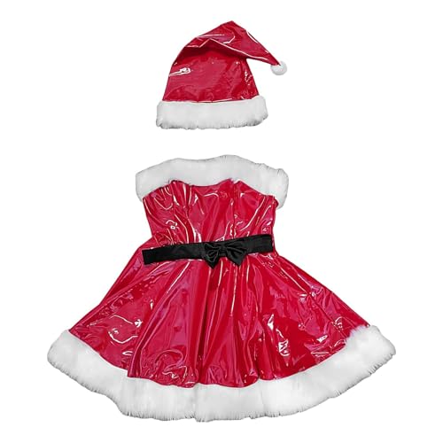 Générique Santa Kostüm Damen | Leder Weihnachten Outfit | Schwarzer Gürtel | Holiday Cosplay Wear, Christmas Atre, Festliche Lederkostüm, Damen Christmas Fashion, PU-Leder Kleid Générique Santa Kostüm Damen | Leder Weihnachten Outfit | Schwarzer Gürtel | Holiday Cosplay Wear, Christmas Atre, Festliche Lederkostüm, Damen Christmas Fashion, PU-Leder Kleid von Générique