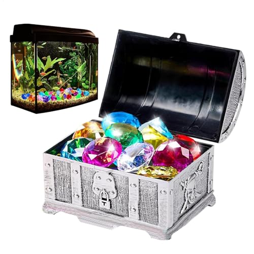 Générique Schatzbox Spielzeug, Diving Pool Toys mit Fake Gems, 14 x 9 x 14 x 14 cm, Unterwasser Dive Game Set, Dekoratives Piratenspielzeug, Schatztruhe, für Zuhause, Vase, Fischtank, Desktop von Générique