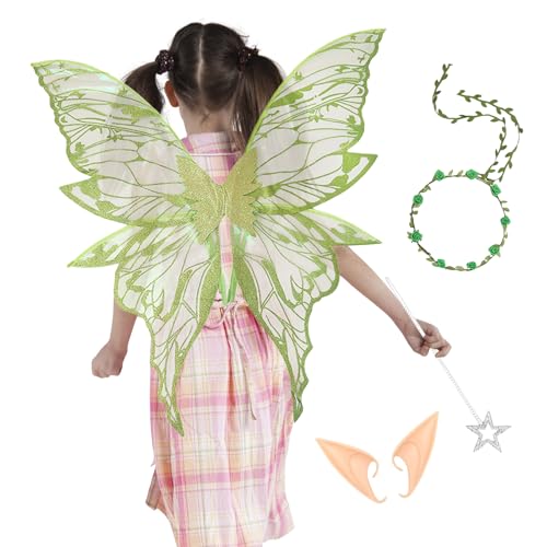 Générique Schmetterlingsflügel für Mädchen, Kostüm mit Engelsflügeln und Ohren, Prinzessinnen-Kostüm für Bühne, Rollenspiel, Cosplay, Geburtstage und Partys Générique Schmetterlingsflügel für Mädchen, Kostüm mit Engelsflügeln und Ohren, Prinzessinnen-Kostüm für Bühne, Rollenspiel, Cosplay, Geburtstage und Partys von Générique