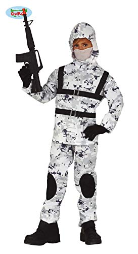 Generique - Schnee-Soldat Kinderkostüm grau-Weiss-schwarz - 140/152 (10-12 Jahre) von Fiestas GUiRCA