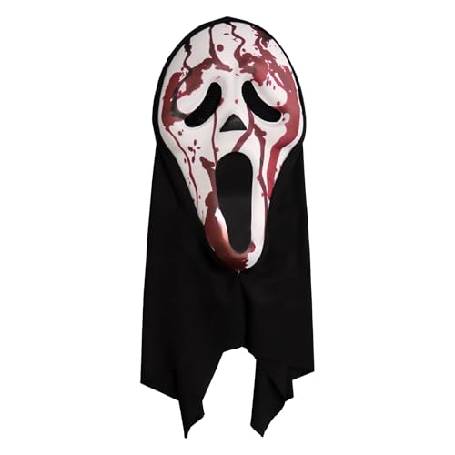 Générique Scream Halloween Maske Ghostface Scream Maske Schreimaske Halloween Horror Party Ghost Mask für Erwachsene Horror Maske Horror Zubehör für Karneval Halloween Cosplayrty (Rot) von Générique