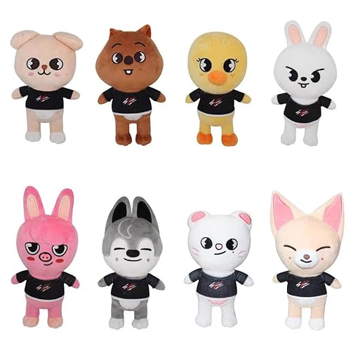 Générique Skzo Stray-K Plüschkissen, niedlich, Cartoon, Wolf Chan/Leebit/Dwaekki/Jiniret/Han Quokka/Bbokari/Puppym/Foxi.NY für Fans Geburtstag Geschenk (8 Stück) von Générique