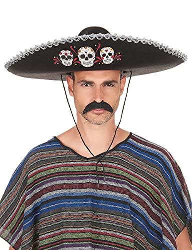 DEGUISE TOI Sombrero Dia de los Muertos Silber - schwarz - Schwarz von DEGUISE TOI