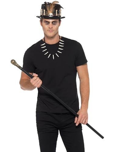 Smiffys Voodoo-Set, mit Feder-Zylinderhut, Schwarz, Abnehmbarer Schädel-Stock & Knochen-Halskette Smiffys Voodoo-Set, mit Feder-Zylinderhut, Schwarz, Abnehmbarer Schädel-Stock & Knochen-Halskette von Smiffys