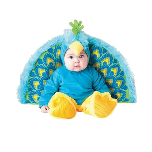 Generique Süsses Pfau Babykostüm Premium blau-gelb 62/68 (0-6 Monate) von Fun World