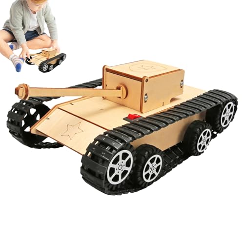 Générique Tank Assembly Toy, Manual Assembly Tank Vehicle, Educational Wooden Crawler Model, Electric Science, Hands-on STEM Activity, (1 Set Natural Wood), for Home Classroom Learning, von Générique