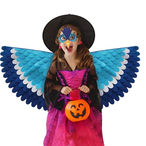 Générique Vogelflügel für Halloween-Kostüm | Faltbarer Flügel mit Farbverlauf | Bunter Pfau Flügel Windfest, Vogelflügel für bunte Vogelflügel zum Spielen, c von Générique