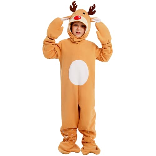 Générique Weihnachtskostüm für Kinder, Rentier, Cosplay, für Rollenspiele, Kostümpartys, Shows und Weihnachtsveranstaltungen, mit komplettem Overall, Weihnachtskostüm von Générique