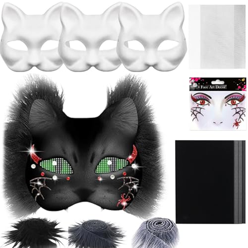 Générique Weiße Katze, Bastelset, Kostümzubehör, aus Leinen und Wollfilz, für Kostüm, Erwachsene, Party, Karneval, Masquerade Générique Weiße Katze, Bastelset, Kostümzubehör, aus Leinen und Wollfilz, für Kostüm, Erwachsene, Party, Karneval, Masquerade von Générique