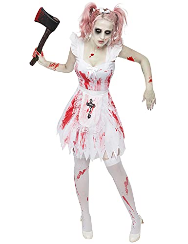 Generique - Zombie Kostüm Brautjungfer Halloween Damenkostüm Weiss-rot-schwarz M/L', brand von Generique -