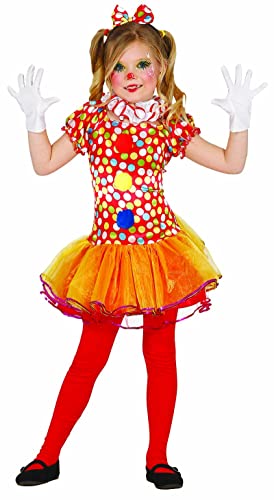 Fiestas GUiRCA Buntes Clown Kostüm Mädchen mit Petticoat Clown Kleid, Clown Halskrause - Alter 3-4 J.- Clown Kostüm Kinder Mädchen, Clownkostüm Kinder Karneval, Faschingskostüme Kinder Clown Fasching von Fiestas GUiRCA