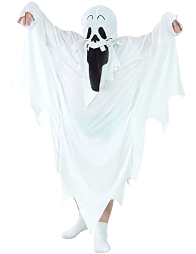 Gruseliges Geist-Kostüm für Kinder Halloween-Kinderkostüm Gespenst Weiss 110/122 (4-6 Jahre) von Generique