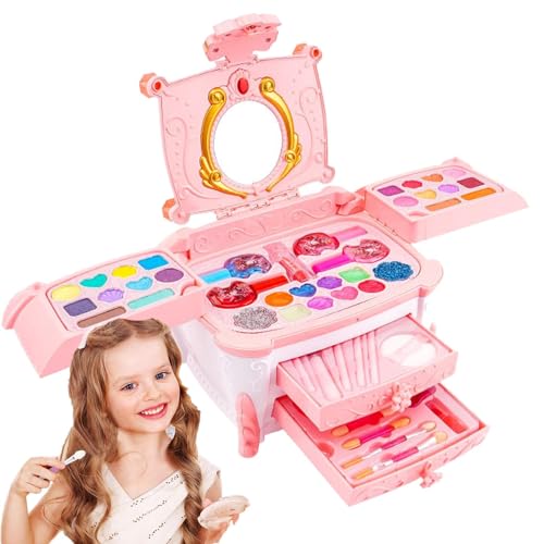 Girls Makeup Toys | Washable Princess Cosmetic Kit | Little Girls Cosmetic Set, Pretend Cosmetic Kit, Early Makeup Toys, Princess Dress Up Kit, Kognitive Toys for Girls, Favor Makeup Set von Générique