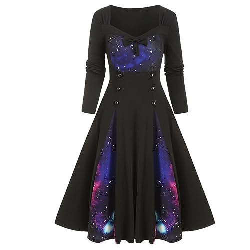Gothic-Kleid für Damen, modisch, langärmlig, Elfen-Kostüm, schick, elegant, große Größe, Steampunk-Kleid, Damen, Kleid, englische Stickerei, günstig, bequem, weich, mittelalterliche Kleider, Damen von Générique