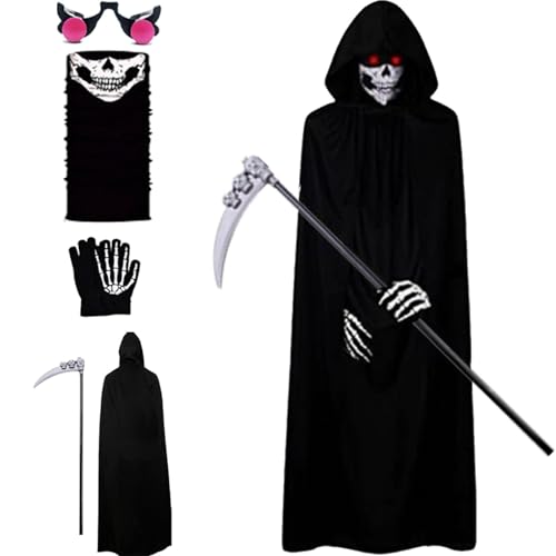 Gruselige Halloween Kostüme Set, Halloween Kostüme Capes Halloween Kostüm Umhang Set Gruselig Halloween Kapuzenumhang Set für Erwachsene Halloween Party Kleid Halloween Rollenspiele Cosplay Kostüm H von Générique