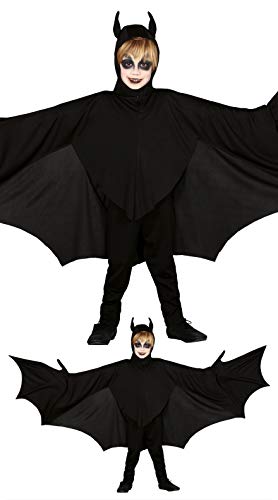 Generique Schauriges Fledermaus-Kostüm für Kinder Halloween-Zubehör schwarz - 123/134 (7-9 Jahre) von Generique