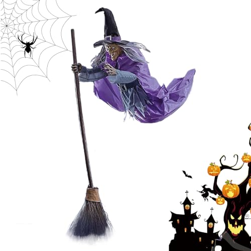 Halloween Flying Witch – Gruselige Planung, gruselige Hängedekoration | Bewegungsaktivierter Klang für den Garten des Baumrasens, realistische schwimmende Figur, Anzeige Halloween Flying Witch – Gruselige Planung, gruselige Hängedekoration | Bewegungsaktivierter Klang für den Garten des Baumrasens, realistische schwimmende Figur, Anzeige von Générique
