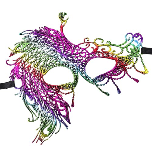 Halloween-Gesichtsbedeckung, halbe Maskerade-Gesichtsbedeckung – bunte Halloween-Augenabdeckung aus Spitze, modische Partybrille mit Krawatte aus Band für Halloween Halloween-Gesichtsbedeckung, halbe Maskerade-Gesichtsbedeckung – bunte Halloween-Augenabdeckung aus Spitze, modische Partybrille mit Krawatte aus Band für Halloween von Générique