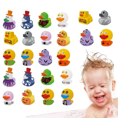 Halloween-Gummi-Puppen – 24 verschiedene Dusch-Ducks für Partybevorzugungen | schwimmendes Badespielzeug für Taschen mit Sachen oder Leckereien, Karnevalspreise, Geschenktüten, Geschenke von Générique