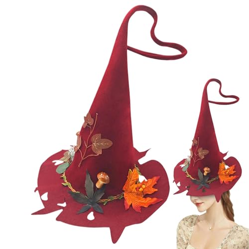 Halloween-Hexenhüte für Kostümpartys, Hexenhut mit roten Blättern, für Halloween, Hexenhut, Cosplay, Halloween-Hut mit Spitze Halloween-Hexenhüte für Kostümpartys, Hexenhut mit roten Blättern, für Halloween, Hexenhut, Cosplay, Halloween-Hut mit Spitze von Générique