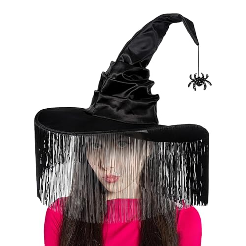 Halloween Hexenhut, Halloween Hut | Geraffter Kostümhut mit breiter spitzer Krempe Hexenhut | Zauberer Hut, Cosplay Kostüm Zubehör für Halloween, Dekoration Halloween Hexenhut, Halloween Hut | Geraffter Kostümhut mit breiter spitzer Krempe Hexenhut | Zauberer Hut, Cosplay Kostüm Zubehör für Halloween, Dekoration von Générique