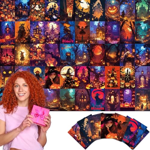 Halloween-Karte, Halloween-Karten – 50 x lustige Grußkarten – verschiedene Postkarten von 4 x 6 Zoll, Grußkarten, leere Notizkarten, Vintage, gruselige Illustrationskarten für i Halloween-Karte, Halloween-Karten – 50 x lustige Grußkarten – verschiedene Postkarten von 4 x 6 Zoll, Grußkarten, leere Notizkarten, Vintage, gruselige Illustrationskarten für i von Générique