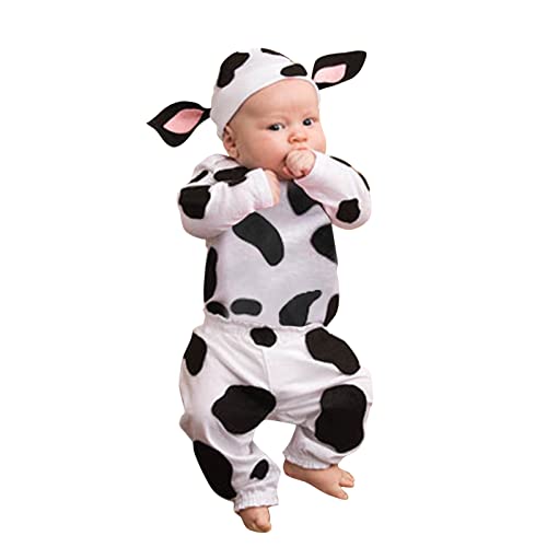 Halloween-Kostüm, Baby, 3-teiliges Set, T-Shirt, Hose, Helm, bedruckt, Kuh, Kostüm, Baby, Mädchen, mit Bauernstil, Verkleidung von Générique