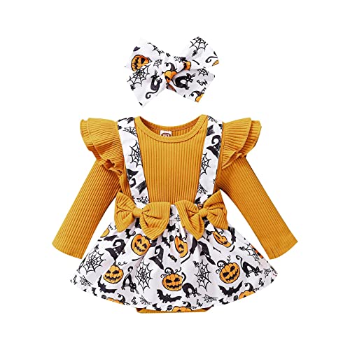 Halloween-Kostüm, Baby, Kleid, Langarm, Stickerei, Kürbis, Schleife, Stirnband, Kostüm, Säugling, Mädchen, Verkleidung, Halloween, Baby, Mädchen, mit Petticoat Halloween-Kostüm, Baby, Kleid, Langarm, Stickerei, Kürbis, Schleife, Stirnband, Kostüm, Säugling, Mädchen, Verkleidung, Halloween, Baby, Mädchen, mit Petticoat von Générique