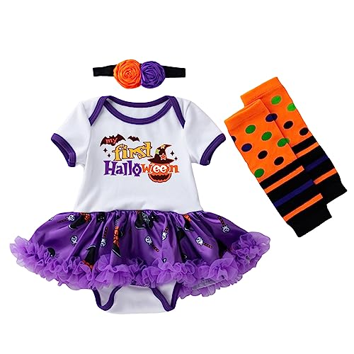 Halloween-Kostüm, Baby, Kleid, bedruckt, kurzärmelig, Bodysuit, Musselin, Kostüm, Säugling, Mädchen, Kostüm, Halloween, Baby, Mädchen, mit Unterrock, Spitze, Halloween-Kostüm von Générique