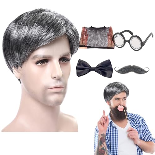 Halloween-Kostüm, Opa-Kostüm-Set, 5 Opa Kostüm-Zubehör | Komplettes Set für Opa-Kostüm-Zubehör, lustige und rea-Partygeschenke Halloween-Kostüm, Opa-Kostüm-Set, 5 Opa Kostüm-Zubehör | Komplettes Set für Opa-Kostüm-Zubehör, lustige und rea-Partygeschenke von Générique