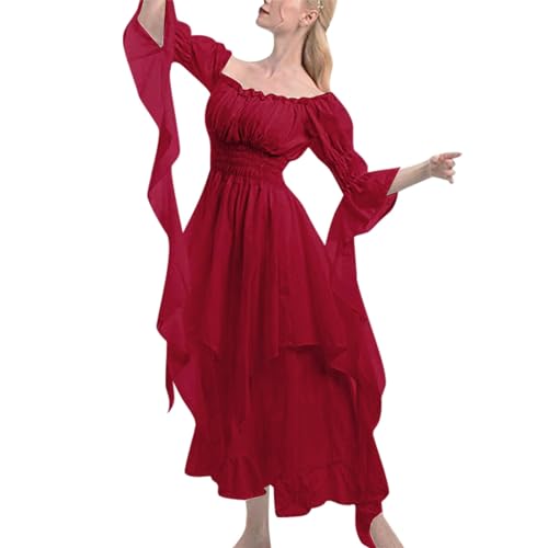Halloween Kostüm Mittelalterliche Kleider Damen Vintage Lange Kleider Gothic Viktorianische Königin der Renaissance Cosplay Karneval Maskerade Mittelalter Kostüm Langarm Halloween-Kleidung von Générique