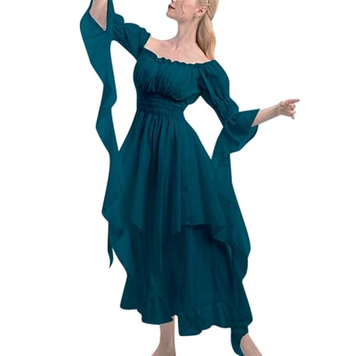 Halloween Kostüm Mittelalterliche Kleider Damen Vintage Lange Kleider Gothic Viktorianische Königin der Renaissance Cosplay Karneval Maskerade Mittelalter Kostüm Langarm Halloween-Kleidung von Générique