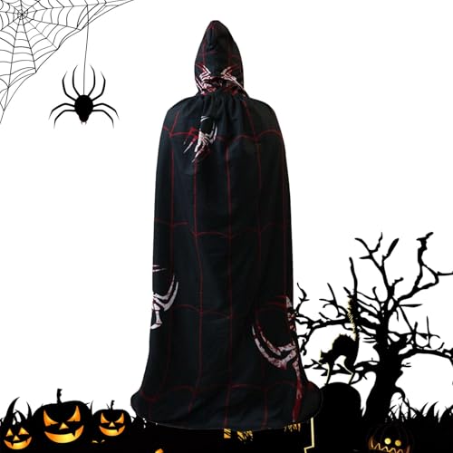 Halloween-Kostüm-Umhang | Gruseliger Kapuzenumhang | Hexenumhang in voller Länge | Umhang mit Kapuze, Halloween-Cosplay-Mantel, gruselige Druckumhänge, Halloween-Kleid zu von Générique