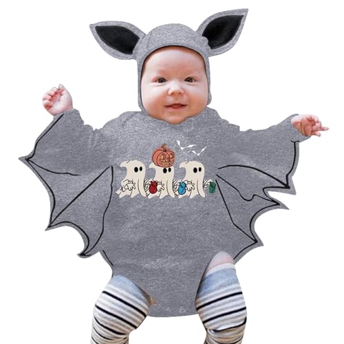 Halloween-Kostüm für Babys, Fledermausanzug, Langarm, bedruckt, Kürbis, Kostüm, Baby, Mädchen, mit Helm Halloween-Kostüm für Babys, Fledermausanzug, Langarm, bedruckt, Kürbis, Kostüm, Baby, Mädchen, mit Helm von Générique