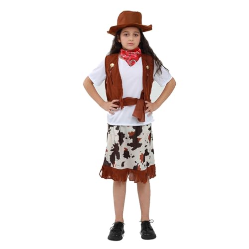 Halloween-Kostüm für Kinder, Cowboy, fünfteilig, für Kostümpartys, Cosplay, Rollenspiel und Show, mit Weste und Hut für 4 bis 14 Jahre, Verkleidung für Kinder, Halloween, T507 Halloween-Kostüm für Kinder, Cowboy, fünfteilig, für Kostümpartys, Cosplay, Rollenspiel und Show, mit Weste und Hut für 4 bis 14 Jahre, Verkleidung für Kinder, Halloween, T507 von Générique