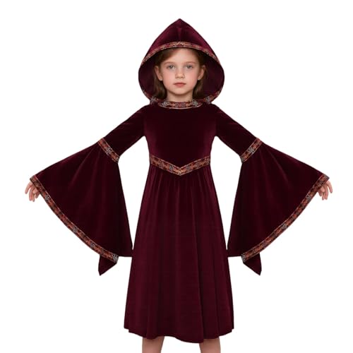 Halloween-Kostüm für Mädchen, elegantes Gothic-Kleid für Party, Kostümpartys, Shows und thematische Veranstaltungen mit langen Ärmeln für 6 bis 13 Jahre, Halloween-Kostüm, Mädchen, T377 von Générique