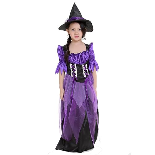 Halloween-Kostüm für Mädchen, violettes Hexenkleid für Party, Verkleidung, Cosplay und Gothic-Show, für 4 bis 12 Jahre, Halloween-Kostüm, Mädchen, T529 Halloween-Kostüm für Mädchen, violettes Hexenkleid für Party, Verkleidung, Cosplay und Gothic-Show, für 4 bis 12 Jahre, Halloween-Kostüm, Mädchen, T529 von Générique