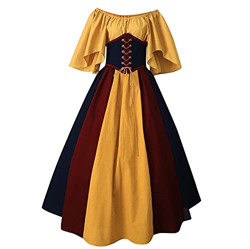 Halloween Mittelalter Kleid Retro Damen mit Trompetenärmeln Kleid Mittelalter Gothic Maxi-Carn aval Cosplay Große Größe Partykostüm Lang Kostüm Mittelalter Damen Kleid Chic Kleid, Gelb., 50 Halloween Mittelalter Kleid Retro Damen mit Trompetenärmeln Kleid Mittelalter Gothic Maxi-Carn aval Cosplay Große Größe Partykostüm Lang Kostüm Mittelalter Damen Kleid Chic Kleid, Gelb., 50 von Générique