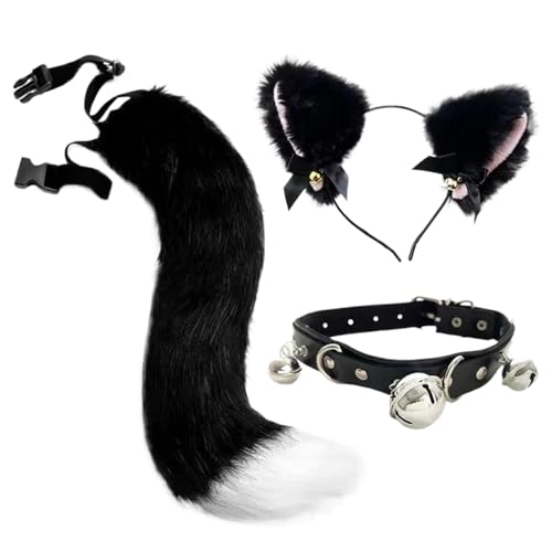 Halloween Stirnbänder für Frauen, Halloween Haarband - Realistische Ohrenstirnband und Schwanz Set Kostüm Stirnbänder | Bequeme Halloween Kopfbedeckung für Mas Party Halloween Stirnbänder für Frauen, Halloween Haarband - Realistische Ohrenstirnband und Schwanz Set Kostüm Stirnbänder | Bequeme Halloween Kopfbedeckung für Mas Party von Générique