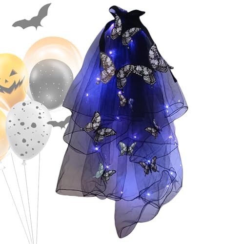 Halloween Stirnband mit Schleier, Gothic LED Helm Gothic Segel Helm | Schmetterlingsmuster beleuchten Halloween Stirnband Haarschmuck für Frauen Halloween von Générique