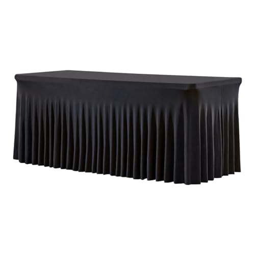 Halloween-Tischrock – rechteckiger Bürorock mit 6 Füßen | Tischtuch mit Rüschen | weiche schwarze Rollen für Hochzeit, Halloween, Babyparty, Geburtstag, Weihnachten, Buffet Party von Générique